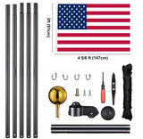 Black Telescoping Outdoor Flag Pole Kit for House