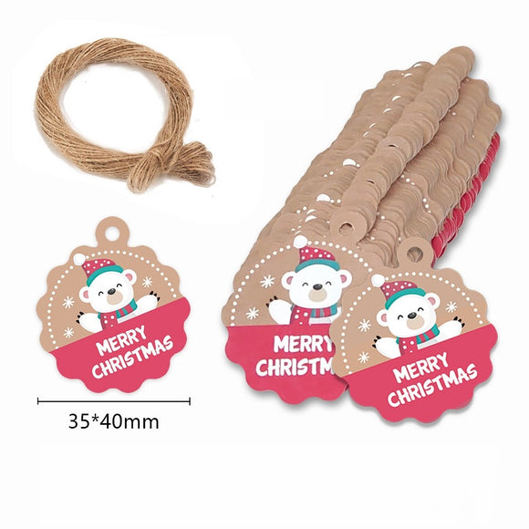 Christmas Kraft Brown Gift Tags Label with 22 Yards Jute Twines String