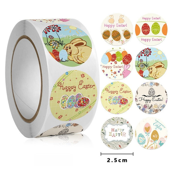 Round Easter Egg Bunny Roll Stickers