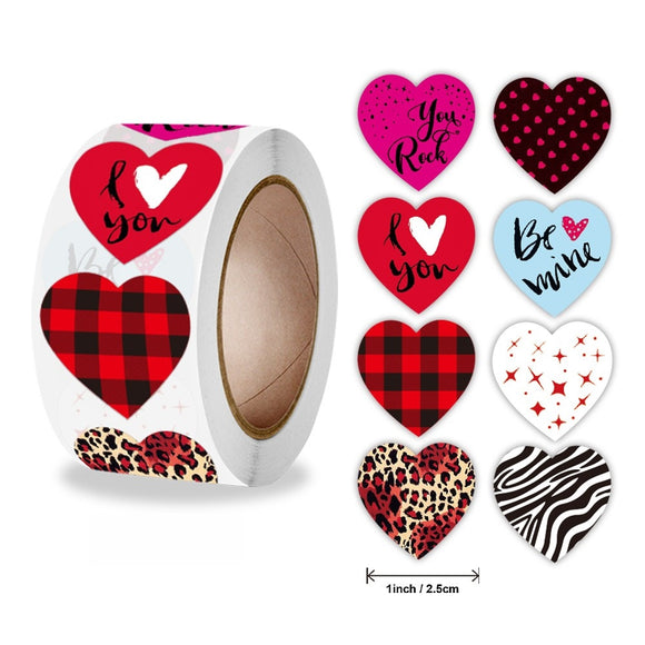 Happy Valentine's Day Heart Shaped 1 Inch Stickers for Wedding
