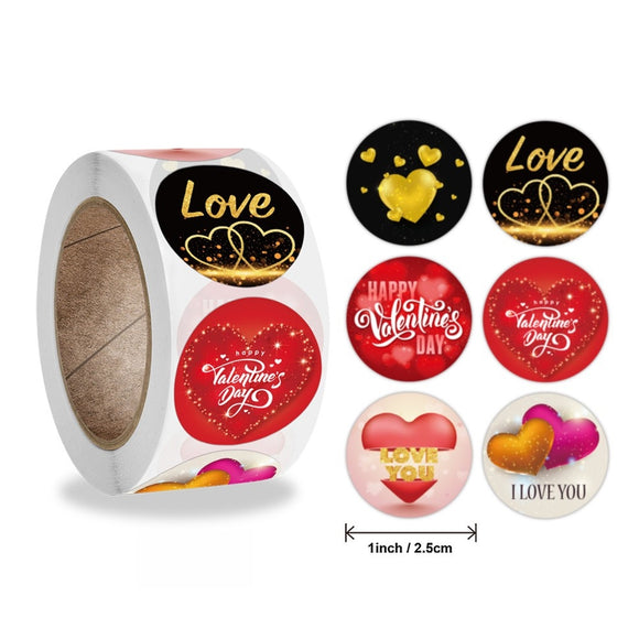 Glitter Heart Shaped 1 Inch Valentine Stickers