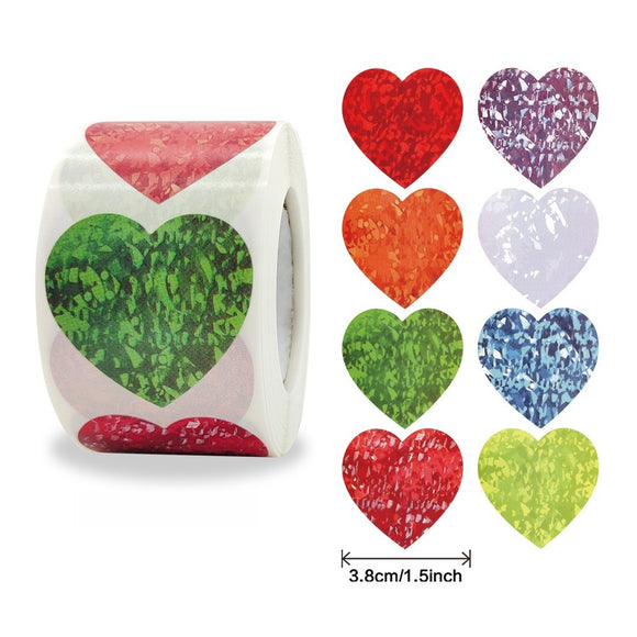 Heart Shaped 1.5 Inch Valentine Stickers
