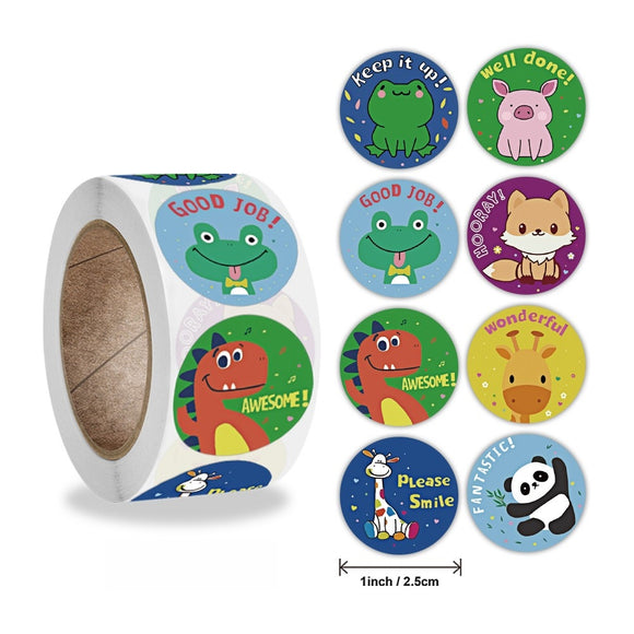 Adorable Round Face Animal Kids Roll Stickers   1