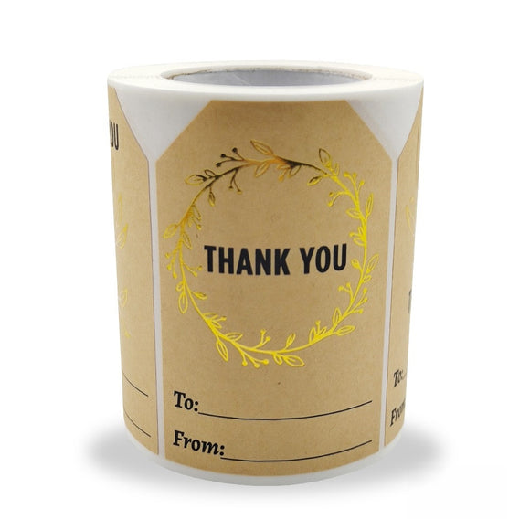 50x75mm Natural Brown Kraft Paper Thank you Stickers