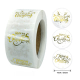 1" Round Clear Merry Christmas Stickers Roll