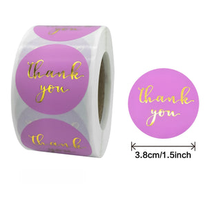 1" Gold Silver Foil Round Thank You Labels Stickers Roll