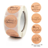 1" Rose Gold Round Merry Christmas Stickers Roll