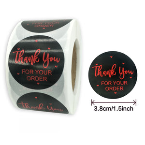 1"Round Adhesive Red Font Thanks You Stickers