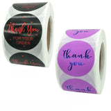 1"Round Adhesive Red Font Thanks You Stickers