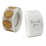 1" Gold Foil Round Thank You Kraft Stickers Roll