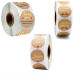 1" Gold Foil Round Handmade with Love Kraft Stickers Roll