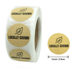 1 Inch Round Natural Kraft Locally Grown Stickers