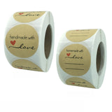 1.5 "  Round Handmade with Love Kraft Stickers Roll
