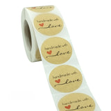 1.5 "  Round Handmade with Love Kraft Stickers Roll