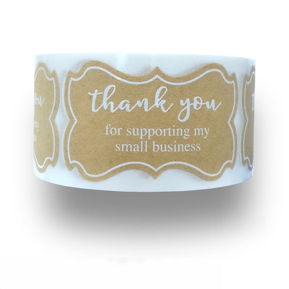 3x5cm Kraft Paper Thank You for Supporting My Small Business Stickers Roll