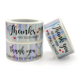 1 x 3" Rainbow Self-Adhesive Thank You Rectangle Stickers Rolls