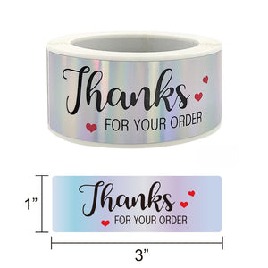 1 x 3" Rainbow Self-Adhesive Thank You Rectangle Stickers Rolls