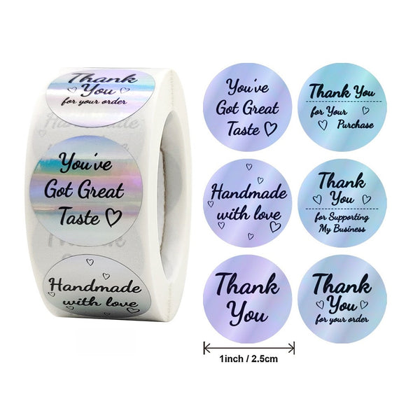 1/1.5 inch Round Holographic Rainbow Thank You Stickers for Gift Bags