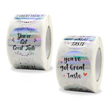 1.5" You've Got Great Taste Black Ink Holographic Silver Stickers