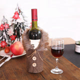 Wholesale Newest Christmas Decorations Linen Plaid Christmas Wine Bottle Cover