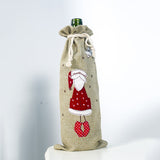 Christmas Decoration Fabric Wine Bottle Cover Bags Drawstring Pouch Bag