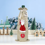 Christmas Decoration Fabric Wine Bottle Cover Bags Drawstring Pouch Bag