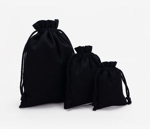 Black Natural Cloth Fabric Canvas Drawstring Bags