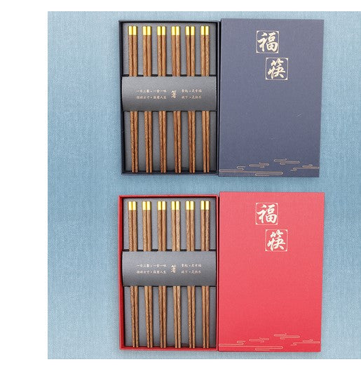 5 Pairs Sets Reusable Chopstick Wood Wedding Chopsticks with Gift Box