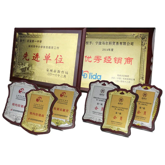 Custom Design Wooden Metal Award Plaques Wavy Edge  Gold A5