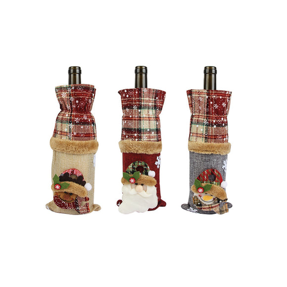 Amazon Hot Style Wine Decoration Velvet Christmas Gnome Wine Bottles Cover