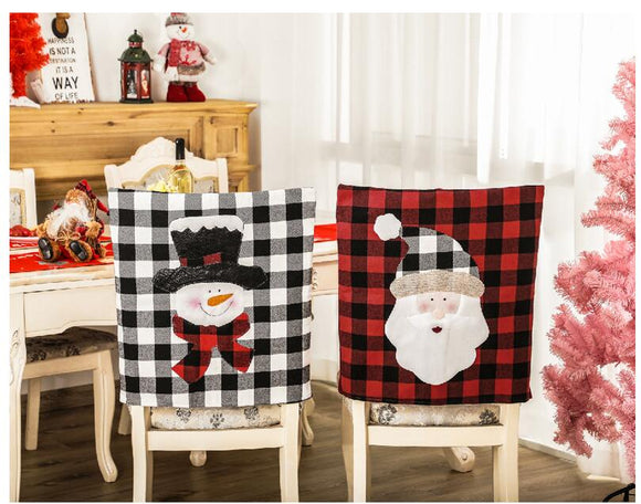 Amazon Hot Selling Snowman Chair Back Cover Christmas Household Decoration