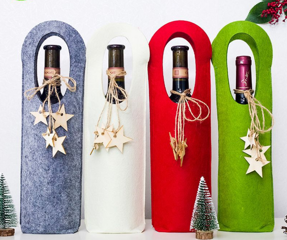 Wholesale Christmas Leak Proof Felt Wine Bottle Cover Gift Bags