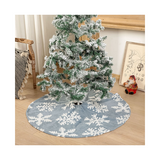 Best Quality Sparkly Silver Snowflake Sequin Luxury Faux White Fur Christmas Tree Skirt