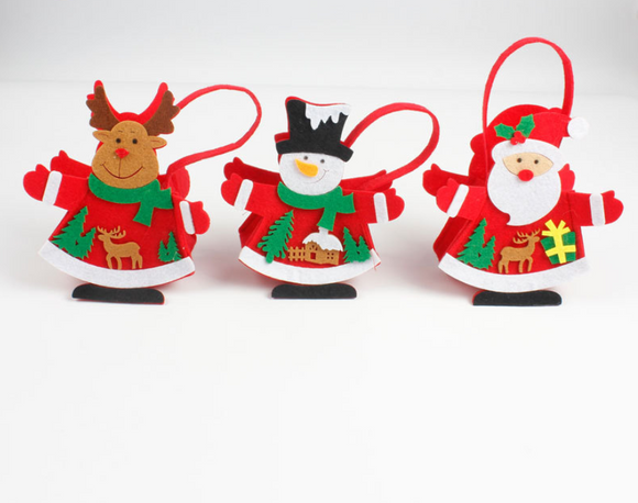 High Quality Products X-mas Ornaments Santa Clause Felt Christmas Candy Basket for Decoration