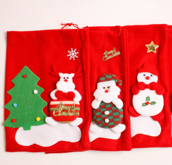 Wholesale Hot Sales Drawstring Christmas Red Santa Sacks Gift Bags In Bulk
