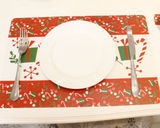 Luxury Christmas Style Non-slip Rectangle Red Printed PVC Dinning Dinner Placemat