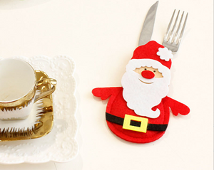 Christmas Forks Knife Cutlery Holder Bag New Year Tableware Decoration