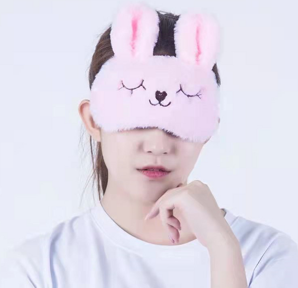 New Soft Cute Rabbit Plush Embroidery Sleep Eye Mask for Kids
