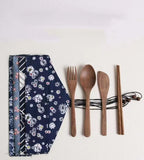 Reusable Wooden Camping Cutlery Set Utensils Fork And Spoon Set