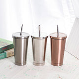 Hot Sale Custom Reusable Portable Double Wall Stainless Steel Mugs Tumbler With Straw
