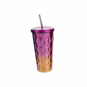 Custom Matte Stainless Steel Vacuum Insulated Double Wall Coffee Tumbler Cup Straw