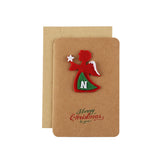 Vintage Kraft Paper Christmas Greeting Card Handmade Blessing Gift Card with Envelope