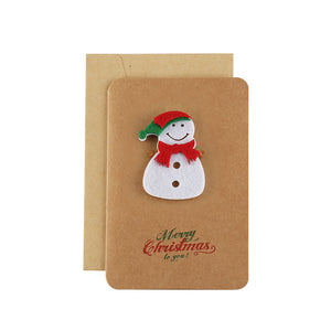 Vintage Kraft Paper Christmas Greeting Card Handmade Blessing Gift Card with Envelope