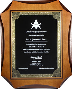 22*27cm Custom Wooden Award Plaque Personalized