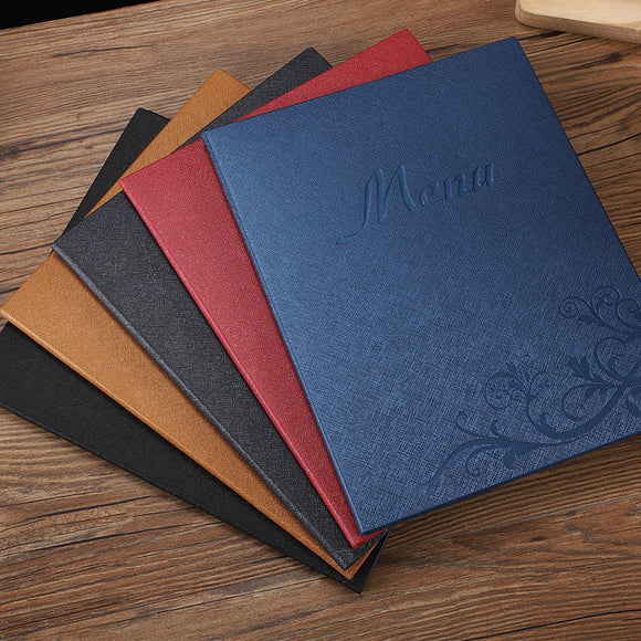 PU Leather Menu 2 View Style Double Fold Panel for Restaurant Coffee Bars