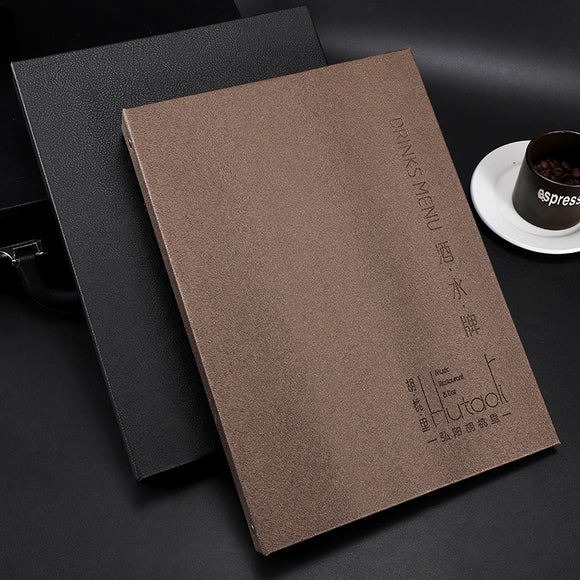 Leather Menu Double Fold Panel for Restaurant Coffee Bars