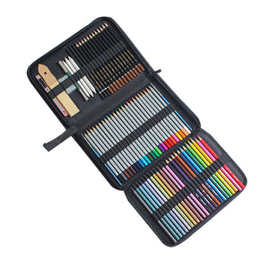 Colored Pencils Set with Zipper Travel Case for Beginners Kids
