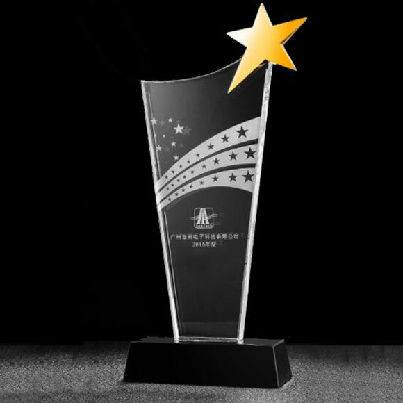 232261 Personalized Crystal Gold Star Award Plaque