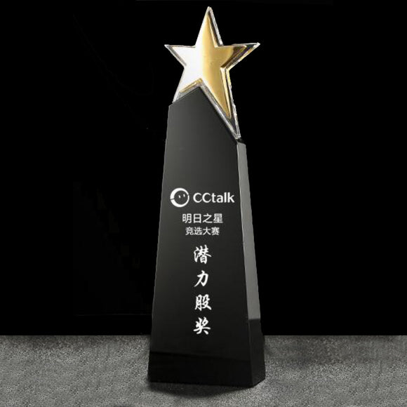 232273 Personalized Crystal Gold Star Award Plaque