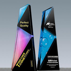 232290 Promotional Customized Color Printing Crystal Awards Tropies